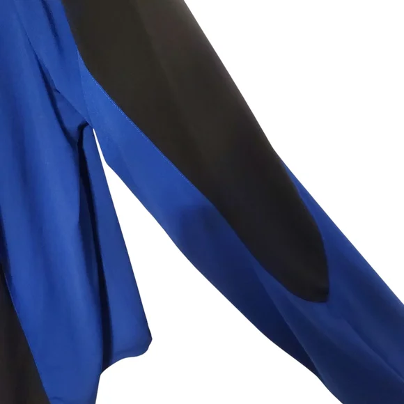 Ashley Stewart Black and Blue Long Sleeve Blouse, Size 26/28W - Picture 3 of 5